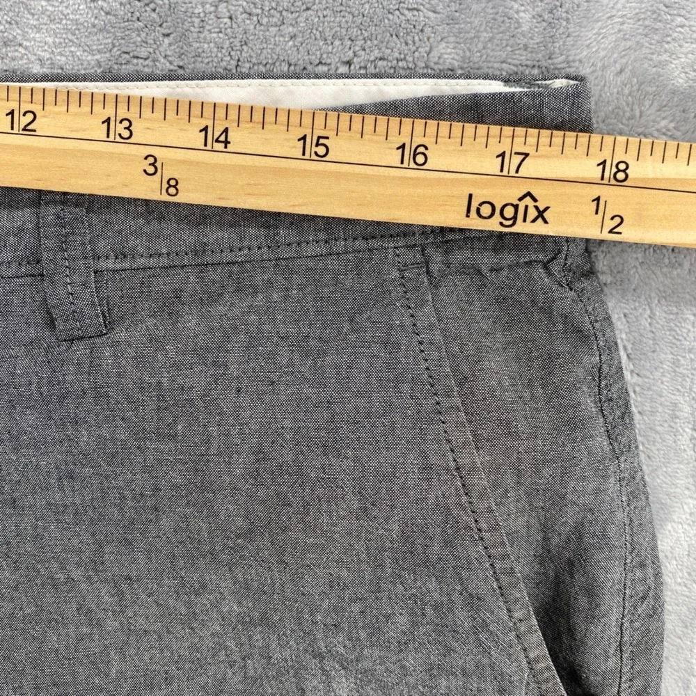 J.Crew‎ Rivington Mens 35 Grey Heathered Chambray Shorts Flat Front Preppy